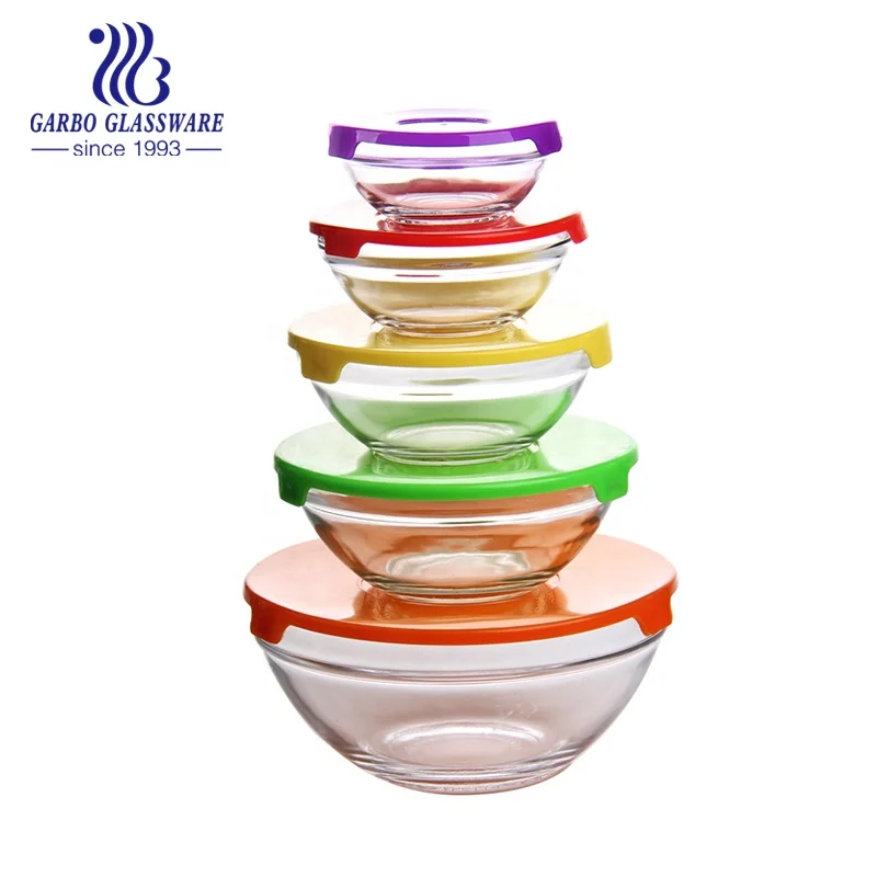 Hot Sale 5PCS 5oz/8oz/12oz/19oz/32oz Glass Salad Food Bowls Set