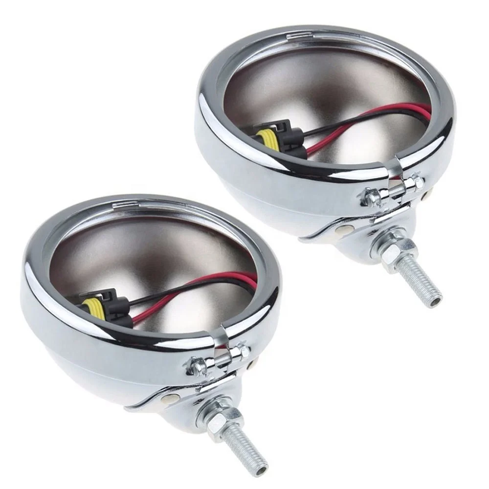 Motorcycle Black and Chrome 4.5 Inch LED Fog Light Outer Cover for Harley Trim Bracket