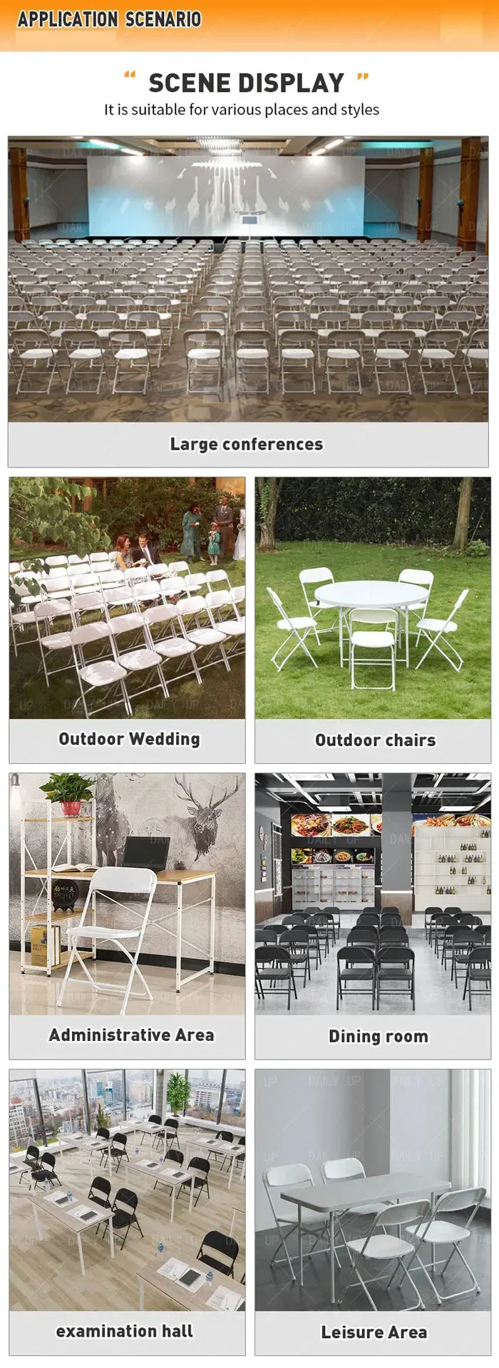 2024 new design white folding wedding chair camping chair event chair