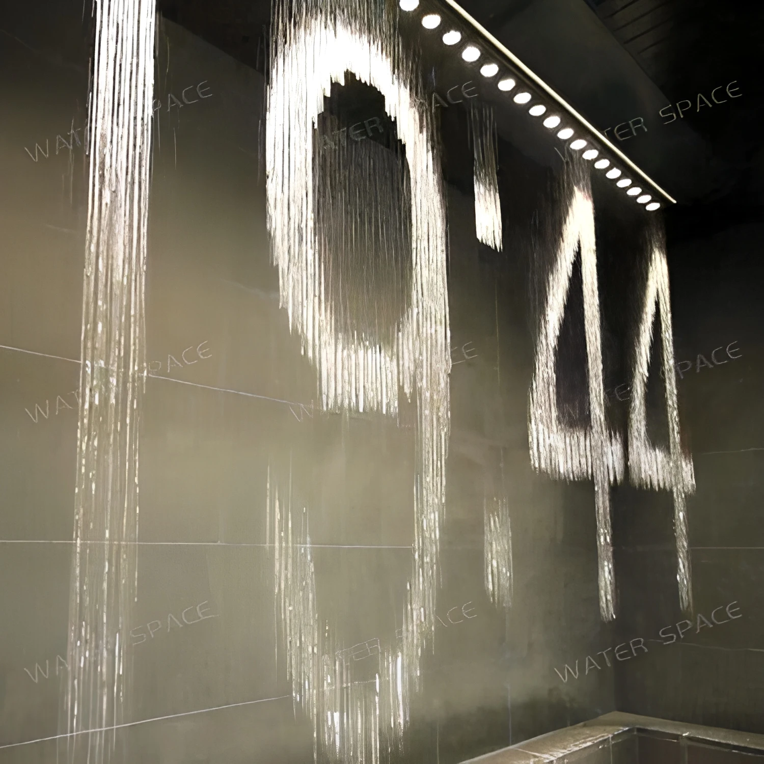 Customized Digital Water Curtain Fountain with Colorful LED Rain Display for Indoor Outdoor Hotel Lobby Water Feature Design
