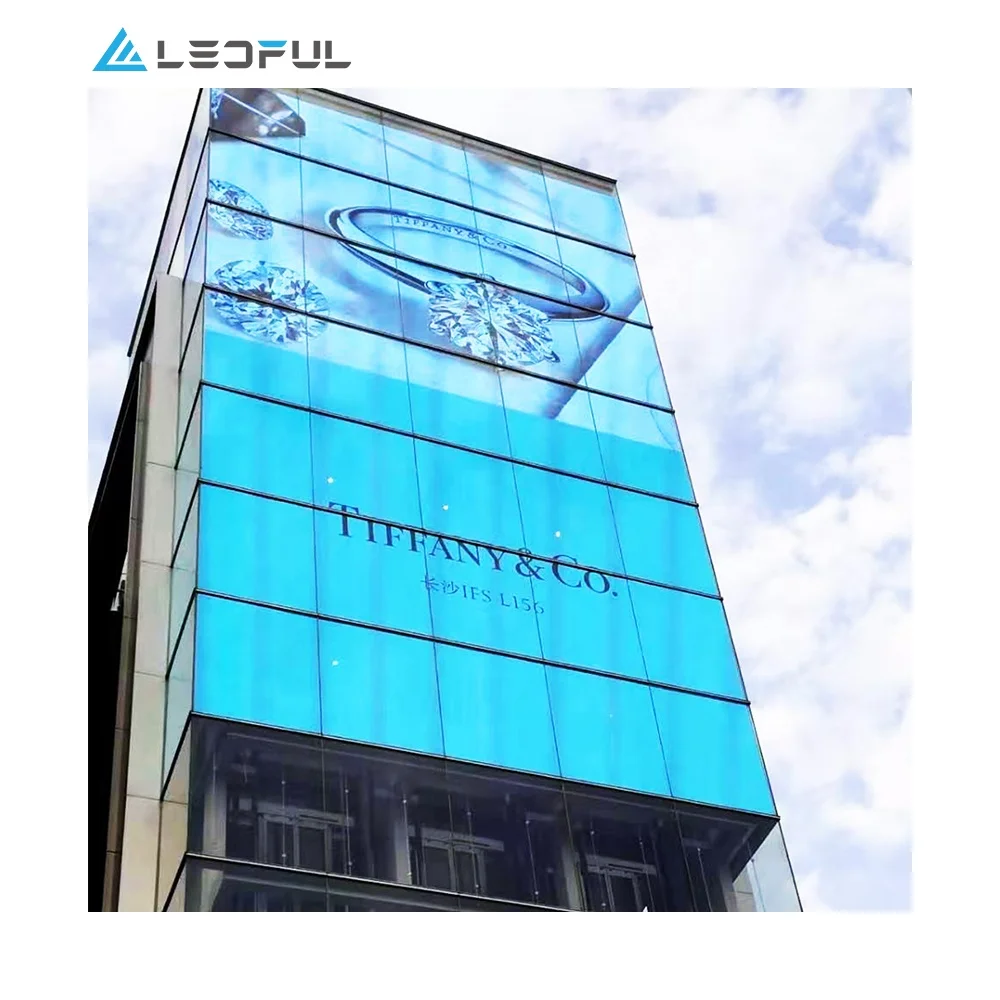 See Through Full Color High Brightness RGB P3.91 Mesh Grille Large Indoor Transparent Glass LED Display Panel Screen