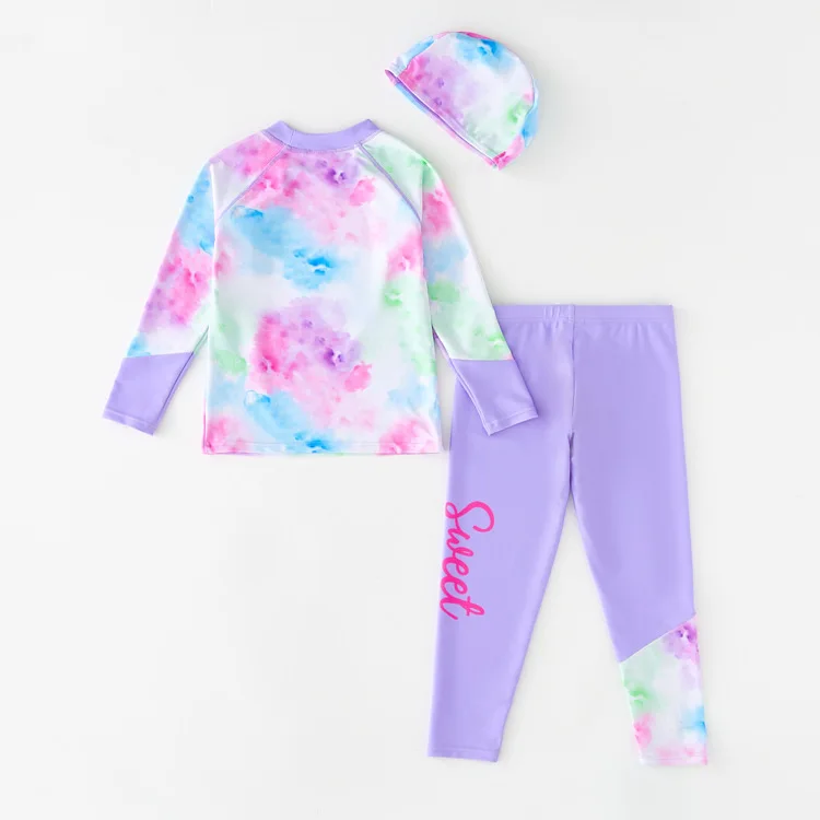 Custom 2025 Children Modest Split Swimsuit Manufacturer Beach Bathing Kids Diving Wear UPF 50+ Swimwear 3 Pcs Girls Surfing Suit