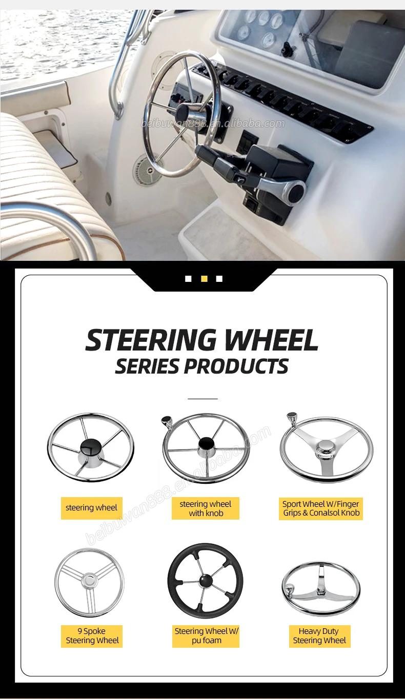 11 Inch Sport Boat Steering Wheel With Center Cap Stainless Steel 5