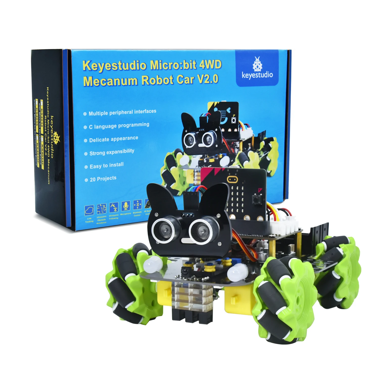 Keyestudio Microbit 4WD Mecanum Robot Car Kit - DIY Fun