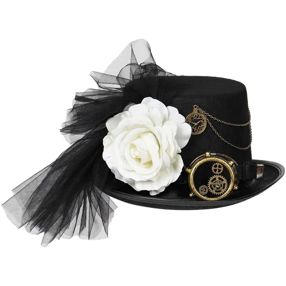 Mulheres período vitoriano Steampunk gótico medieval retro flor magia  chapéus halloween fascinator Cosplay Traje Props chapéu alto, image size:1000x1000