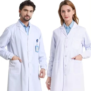 White Coat Long Sleeve Doctor's Uniform Laboratory Hospital Pharmacy Medical Uniform Customization Lab Coats