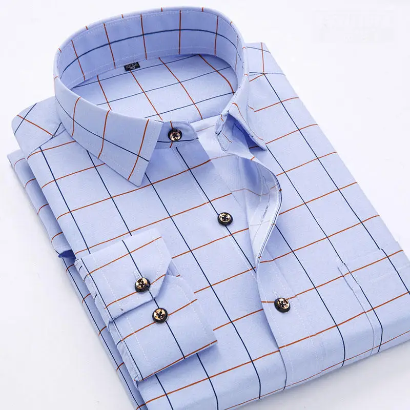 Chemises à manches longues pour hommes, vente en gros, décontractées, vêtements spéciaux pour hommes, imprimé classique, Slim, pour jeunes, 217_voghion.com