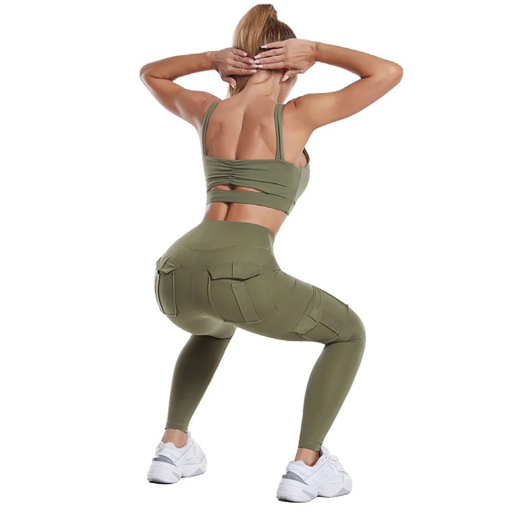 Shascullfites Gym And Shaping Olive Green Running Leggings