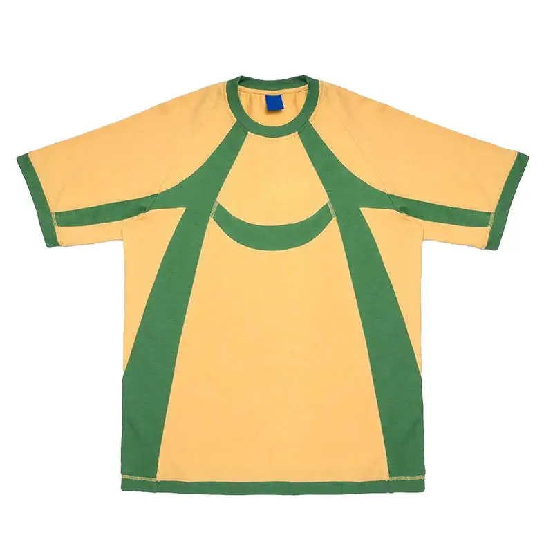 Salati Custom Logo High Quality Casual Cotton Short Sleeve Stripe Patchwork T-Shirt Manufacturer Blank Oversized T Shirt for Men gallery 8