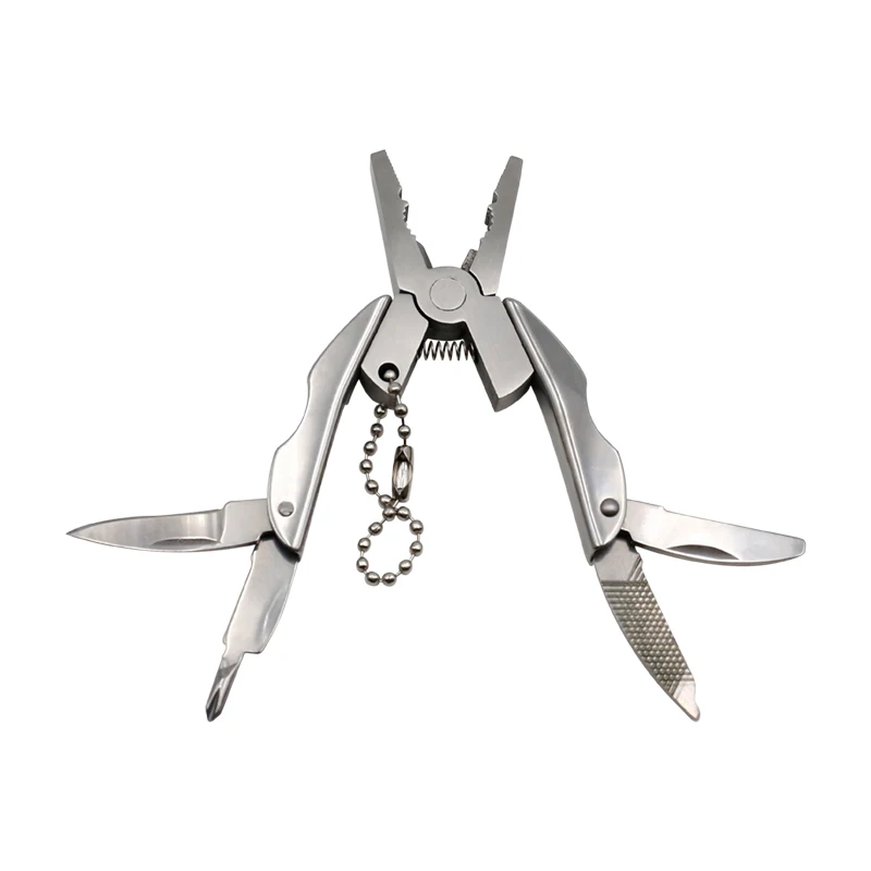 Promotion Stocked Mini EDC Chrome Vanadium Stainless Steel Pocket Knife Multi-Tool Plier Key Ring for Industrial Cutting