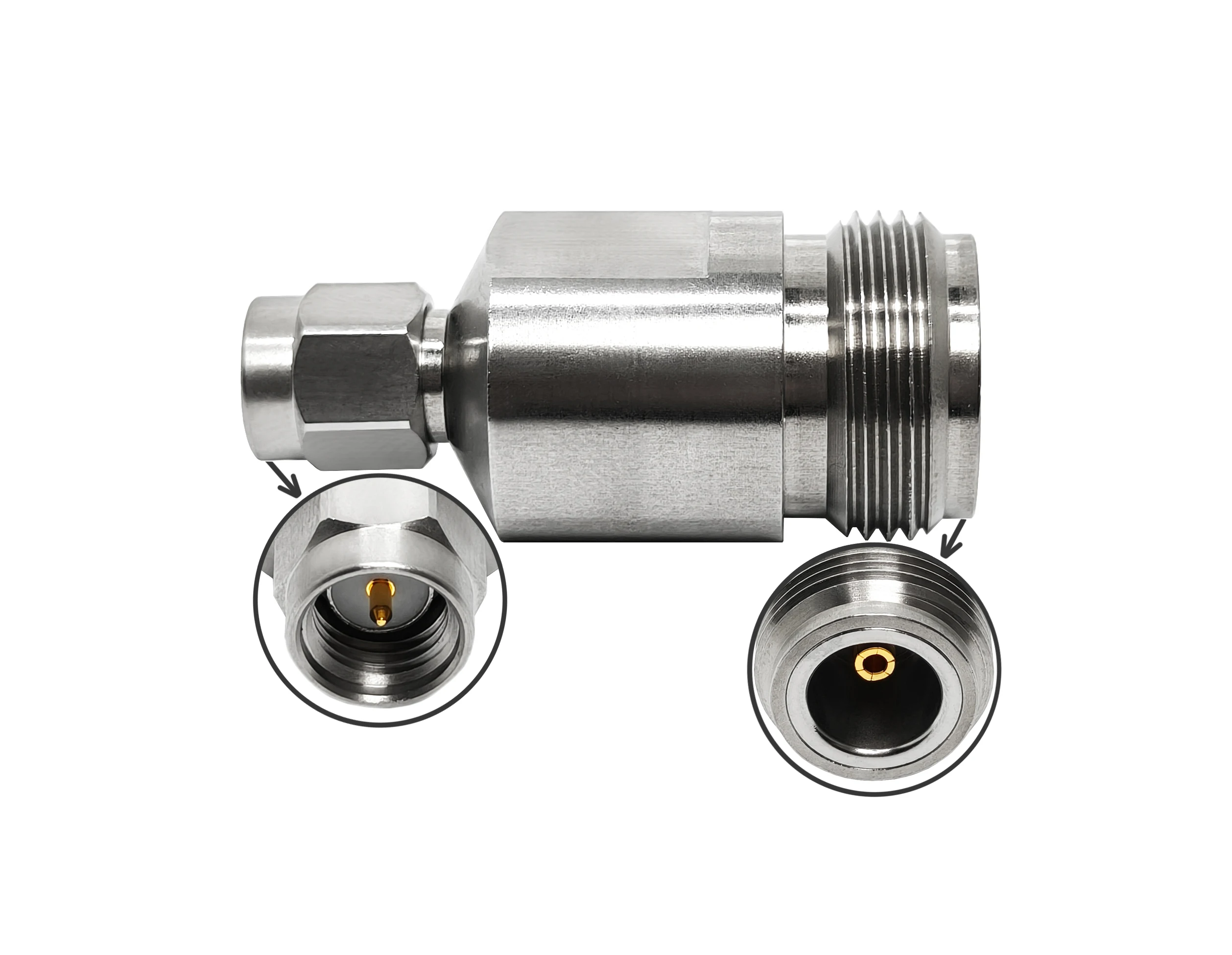 RF 18G Stainless Steel N Female to SMA Male Plug Adaptor Connector
