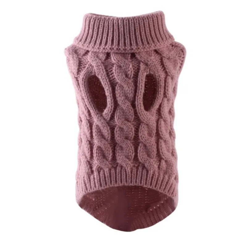 product-750-750 Autumn Winter Pet Dog Sweater Fashionable Solid Color Twist Knitted Warm Clothing Comfortable XL Size Multiple Colors Available