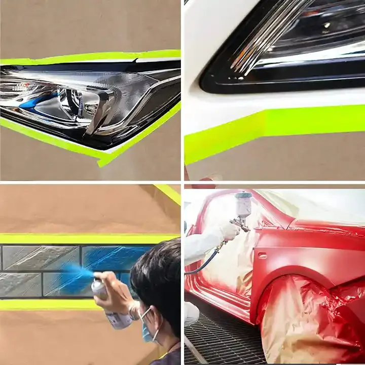 Residue Free Kraft Paper Pre Taped Overspray Masking Film for Automotive Paint Treatm