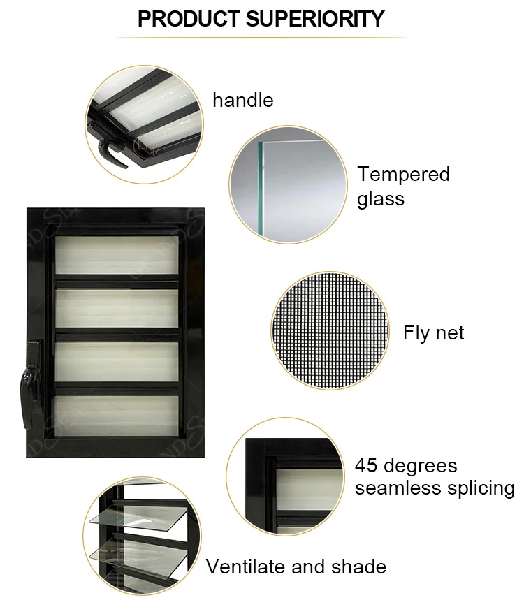 Caribbean Hurricaneproof House Exterior Jalousie Aluminium Glass