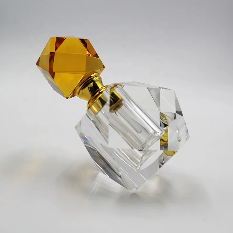 3ml 6ml 12ml Luxury Fancy Yellow Personalized K9 Oud Aloes  Perfume Attar Luxury Crystal Essential Oil Bottle