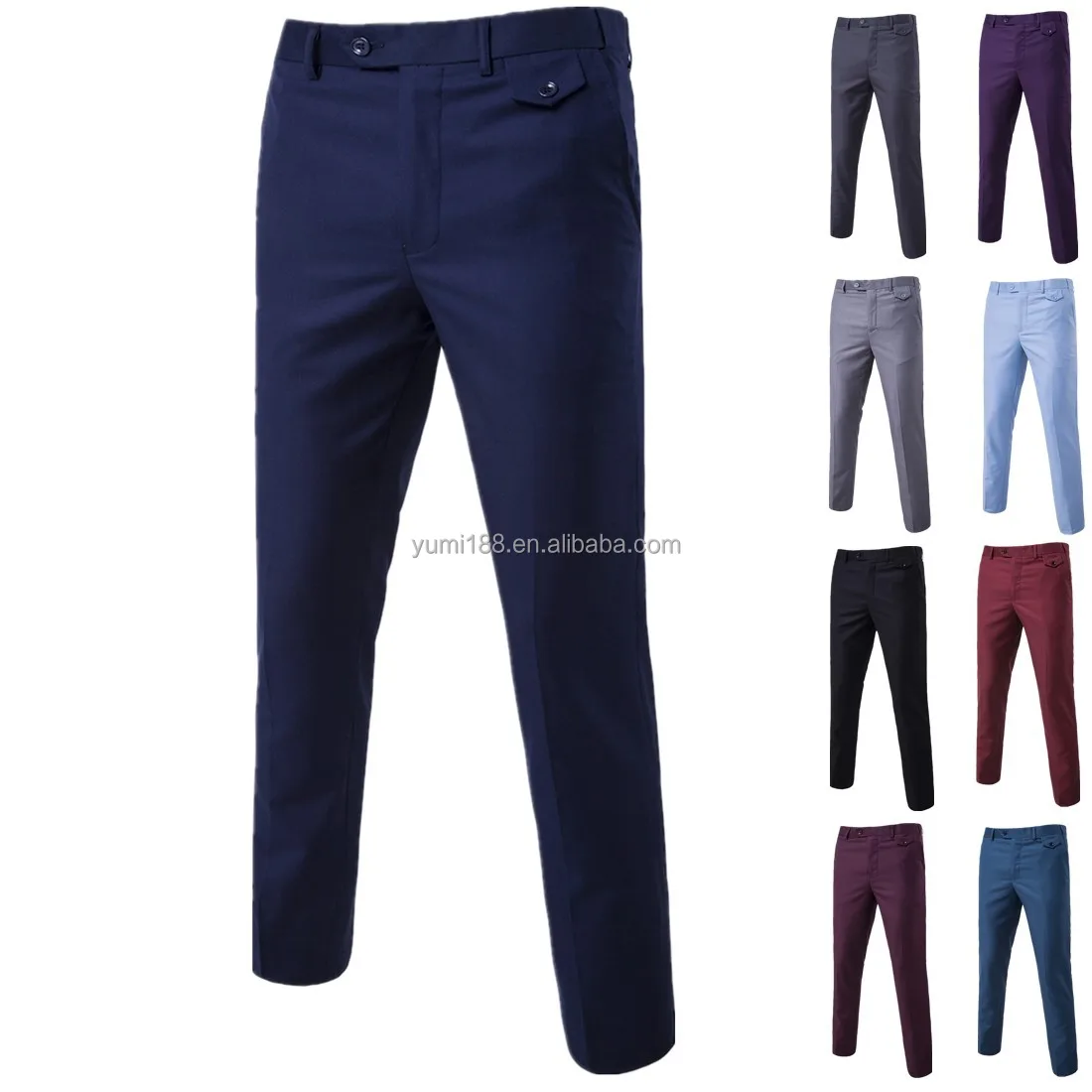 Wholesale Office Khaki Mens Business Pants Black Cotton Spandex Chino Casual Men Pants