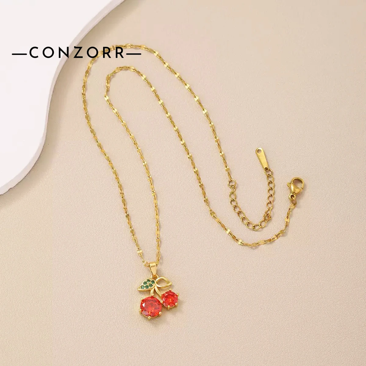 Fadeless Cherry Zircon Allergy-Free Pendant Necklace