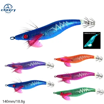 High Quality 3.5# Luminous Squid Jig Lure Wooden Shrimp Artificial Bait Jigging Lure – Metal Jig – view 2