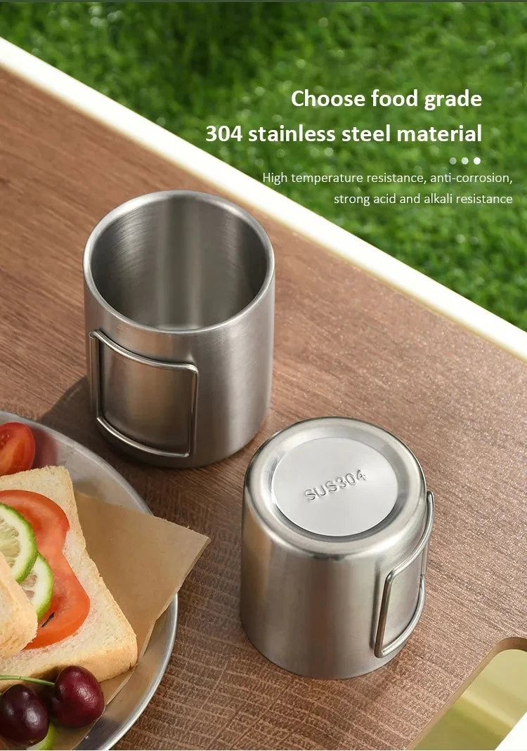 304 Stainless Steel Camping Mug Travel Mug Stainless Steel Cup With 