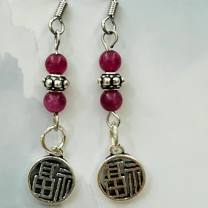 Vintage Ethnic Style Natural Jade with Silver Pendant Earrings, a Must-have for Women