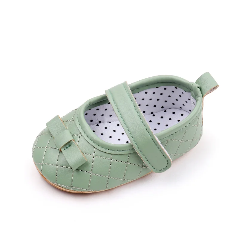 Spring & Summer Solid Color Plaid Bow Non-slip Soft-soled Baby Shoes for Girls supplier