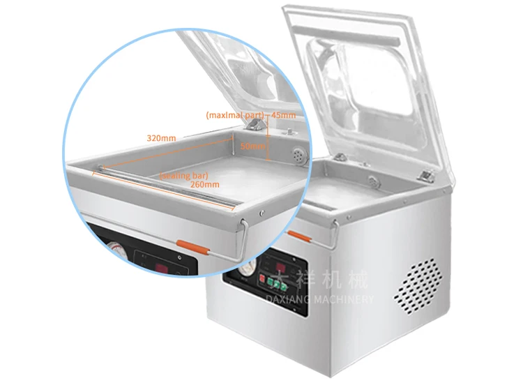 DZ-260 Hot Selling Pillow Fluffy Cushion Food Meat Compressed Vacuum Sealer Packing Machine details