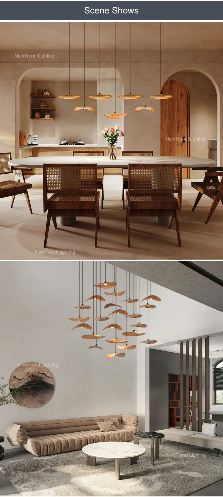 cpl 364 modern style indoor hotel lobby villa staircase decoration custom wooden led chandelier  -4