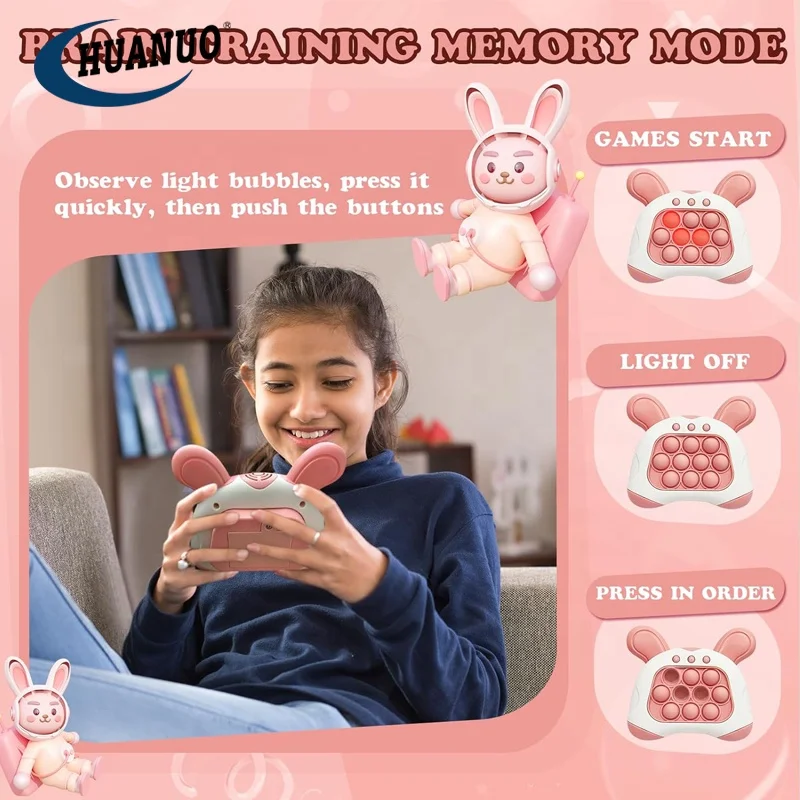 Console De Jeu Portable Quick Push à Bulles – Puzzle Lumineux Décompression, Entraîne Réflexes Et Concentration – Cadeau Enfant 3-12 Ans
