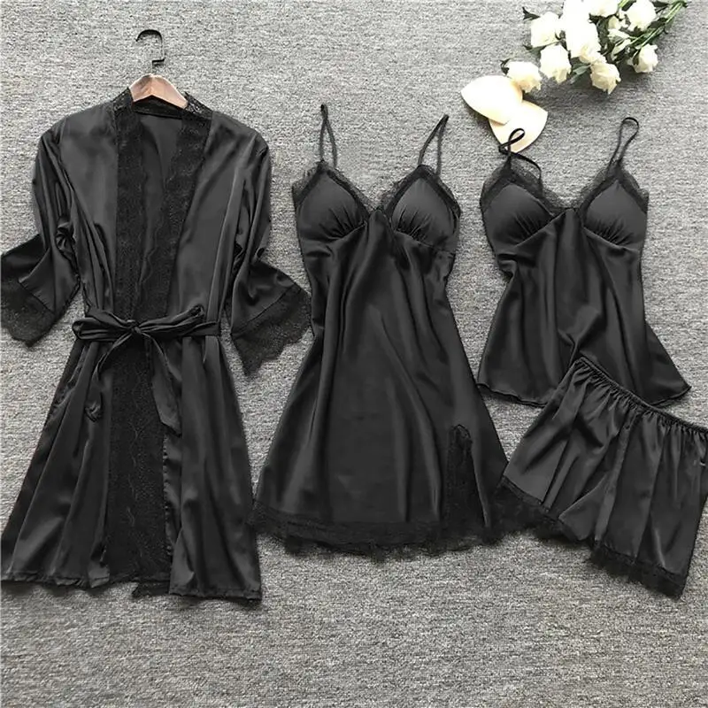 Satin Lace Night Dress Sets for Women - Sexy Sleepwear Gown in Various  Sizes & Colors for a Romantic Honeymoon Look
