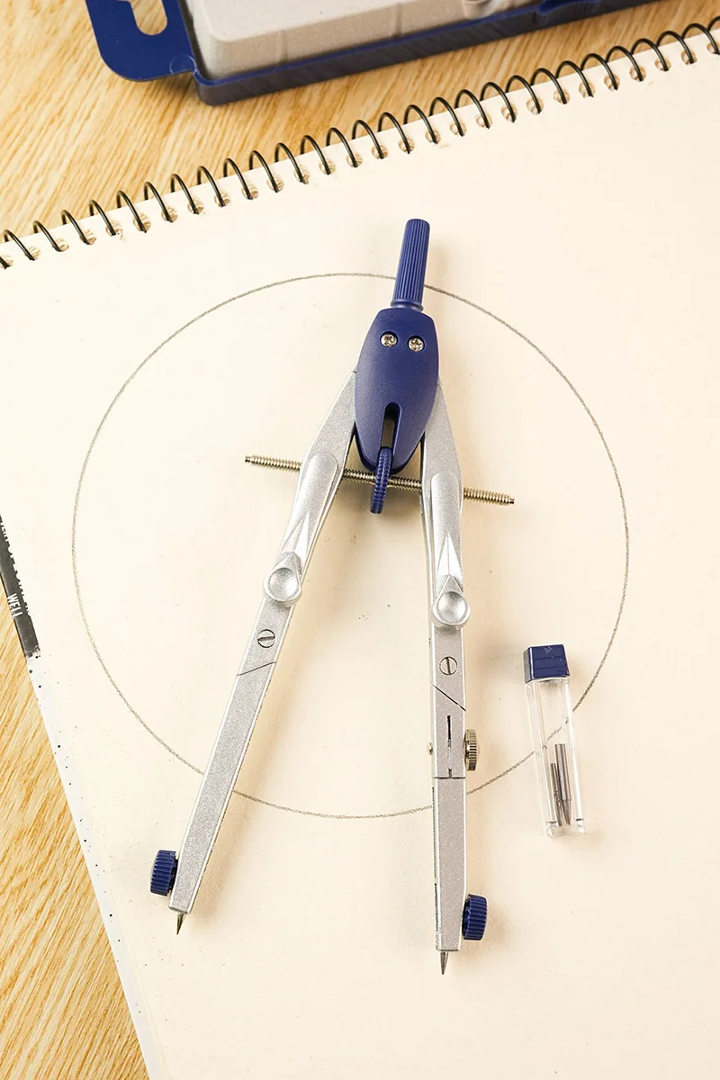 2024 Прямая поставка с завода студенческие канцелярские принадлежности столярная линейка набор компасов металлических