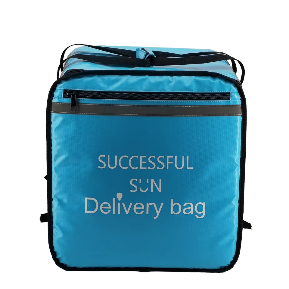 Customized Thermal Printed Tarpaulin Insulated Waterproof Portable Food Delivery Backpack Zipper Closure for Picnic Cake