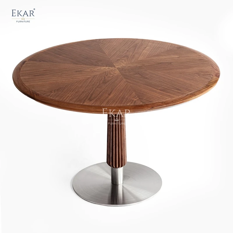 Luxo moderno mesa redonda de madeira com design elegante para espaços de jantar contemporâneo restaurantes salas de estar bar ao ar livre