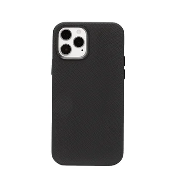 Zenos Premium Anti-Scratch Genuine Fiber Lined Metal Side Button Leather Magnetic Case for iPhone 12.13.14.15