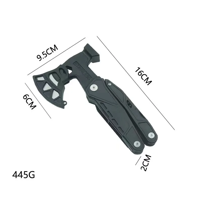Customized OEM Outdoor Camping Survival Kit Multi-Tool with Stainless Steel Axe Hammer Knife Pliers Screwdriver in Nylon Sheath