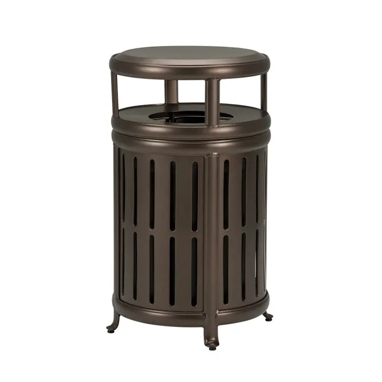 New Design Outdoor Creative Metal Garbage Trash Can Outside Garden Street Cute Recycle Waste Bin Public Commercial Steel Dustbin