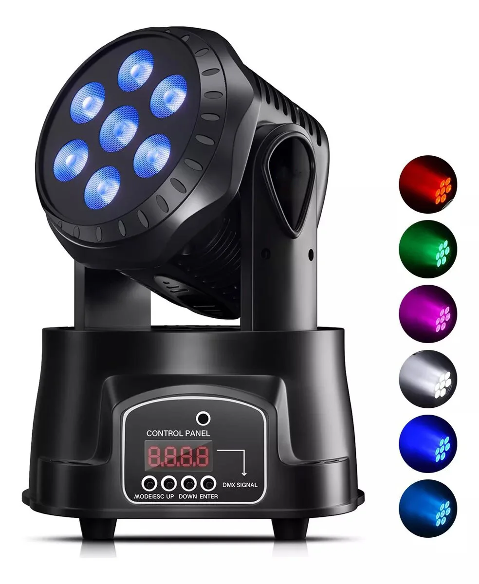 YSH 7 Beam Moving Head LED RGB Disco DJ Strobe Flashing Lamp Remote Control Stage Lighting for Party Show Wedding Concerts