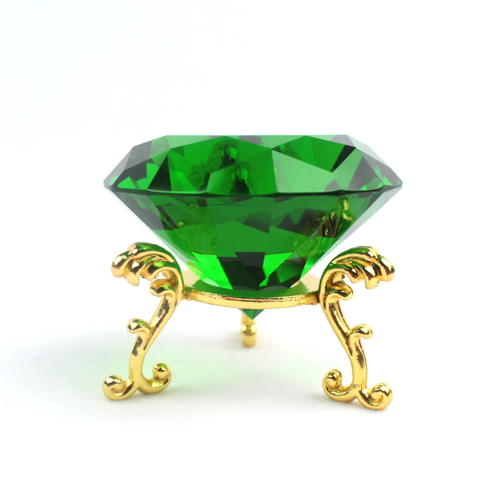 Wholesale 60MM Machine Cut Crystal Diamond Glass Fake Diamond Gemstone With Stand for Party Home Decoration