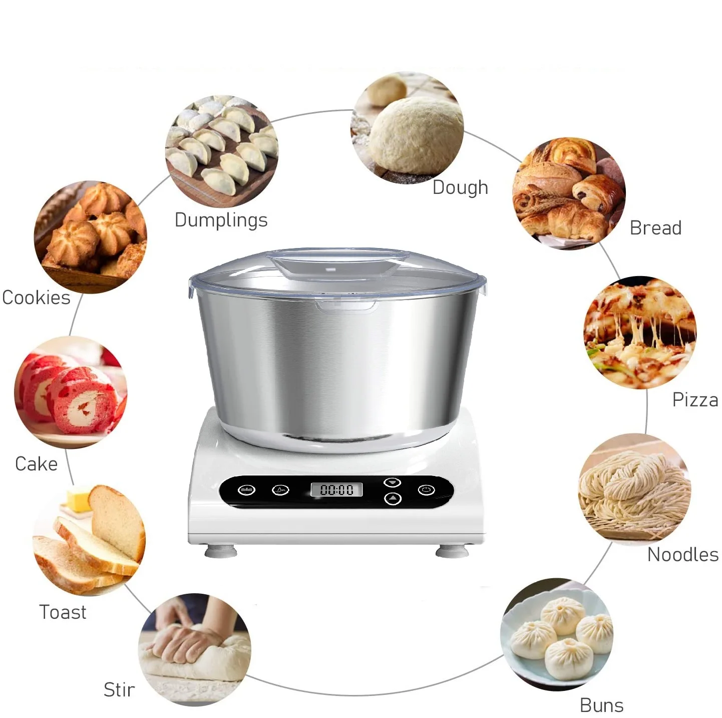 Oufeel Modern Pastry Easy to Operate 5 Liters 800W Robot Mixeur Dough Cake Food Mixer