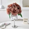 Coffee-colored five-flower silver stemmed glass