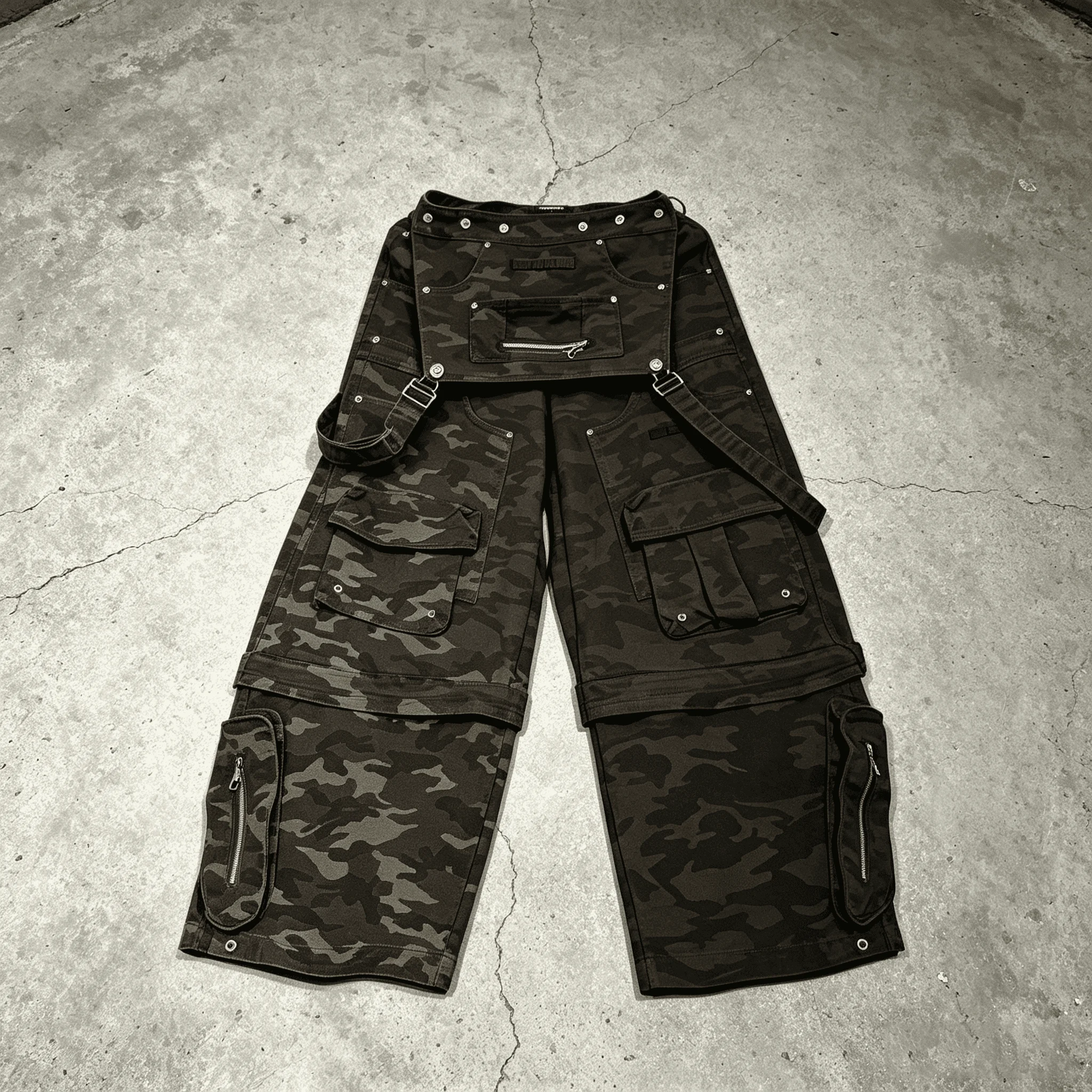 Custom Wholesale Men Baggy Camo Cargo Pants Streetwear Multi-Pocket Tactical Camouflage Trousers Wide Leg Hip Hop Pants gallery 8