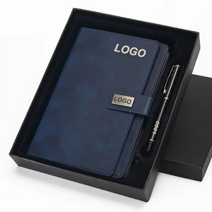 Luxury Business Corporate PU Journal Notebook with Pen Custom Logo Note Pads Luxury Promotional Gift Set