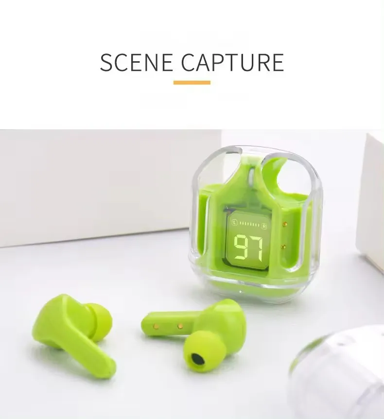 Air31 Mini Sport Stereo TWS Headphones Portable Crystal BT Earphone with LED Display In-Ear Hearing BT Earphone