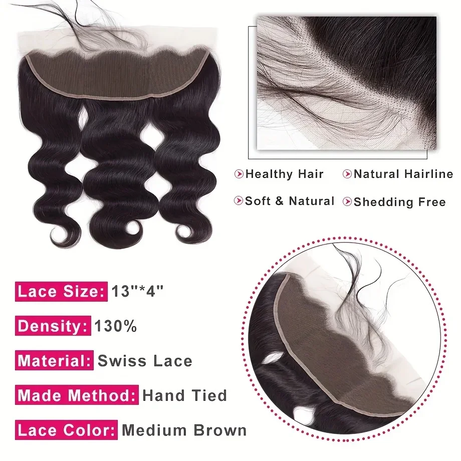 13x4 brazilian Body Wave dantela frontala par uman Remy par inchidere_voghion.com
