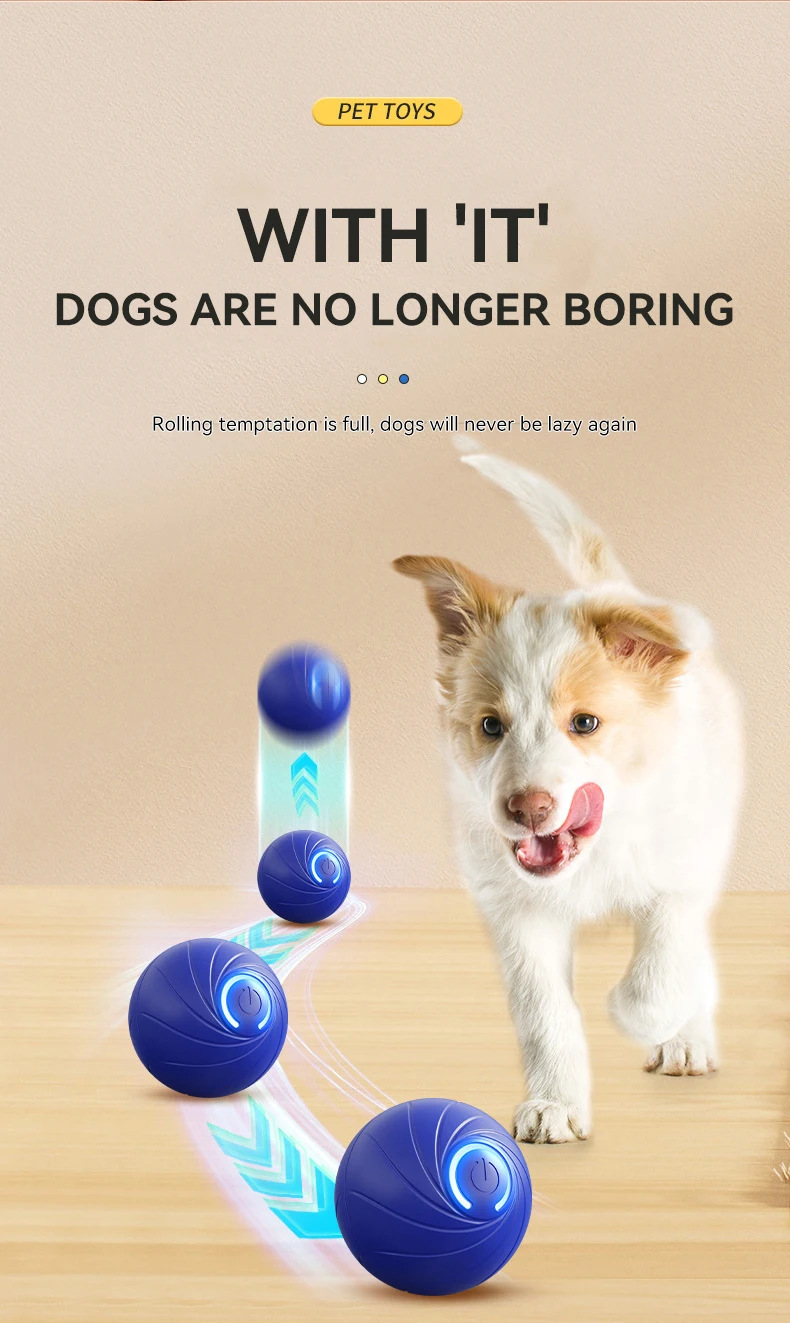 Pet Interactive Toy Automatic Rolling Dog Ball Electric Smart Bouncing Ball Pet Training Fashion Plastic Self Moving Toy