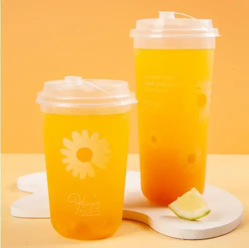 Hot sale 16 oz 500ml 24oz 700ml 1000ml bubble boba tea  PP Cup Disposable Logo Printed Clear milk shake plastic pp Cups details