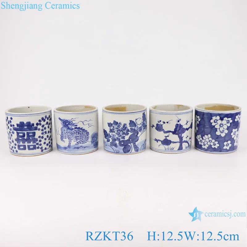 RZKT03-D 青と白の中国風山水画柄セラミック製格安花瓶筆立て| Alibaba.com