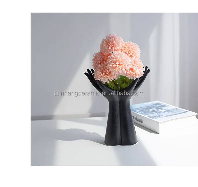Nordic Hand Vase Flowers Modern Home Office Decor of Creative Floral Composition Living Room Ornament Ceramics Vase.jpg