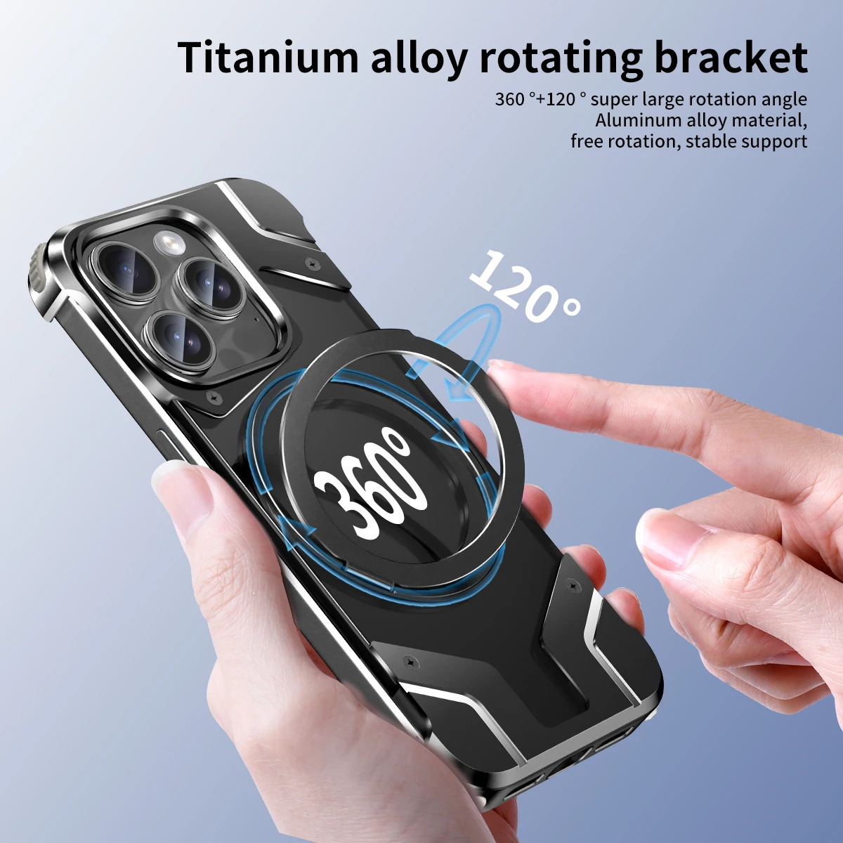 Luxury 360° Metal Frameless Kickstand Screen Protector Slim Hard Shockproof Case Magnetic Kickstand for iPhone 13 14 16 Pro Max