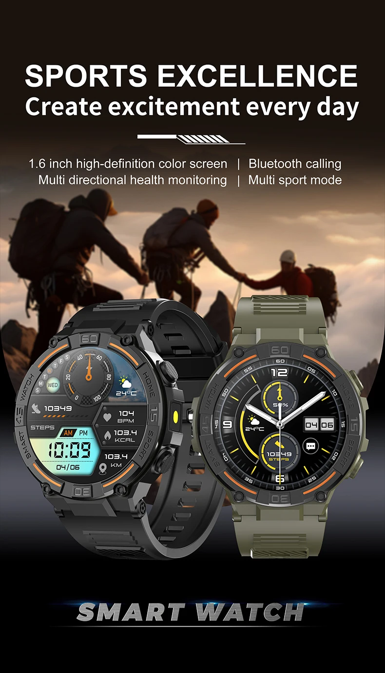 HW50 Montre Smartwatch Outdoor Sports 290 MAh IP67 Waterproof Level Reloj 360*360 Round Full Touch TFT Screen Type Smart Watches