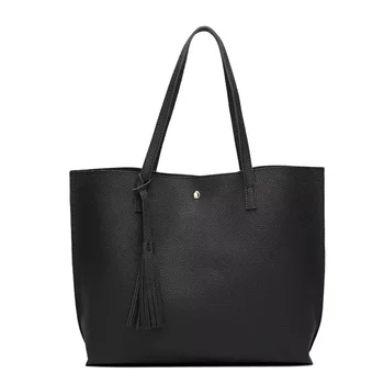 hotsale women shopping tote tassel bag gift single shoulder bag large capacity PU handbag for ladies